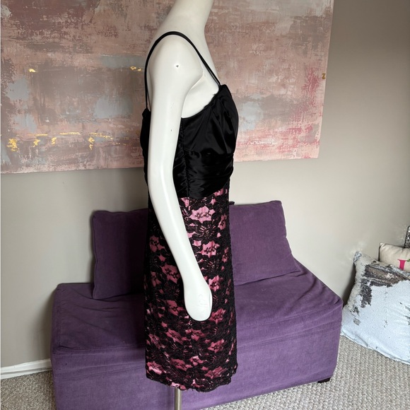 Le Chateau Black and Pink Lace Midi Dress with Corset Style Top Size XL - Picture 3 of 9